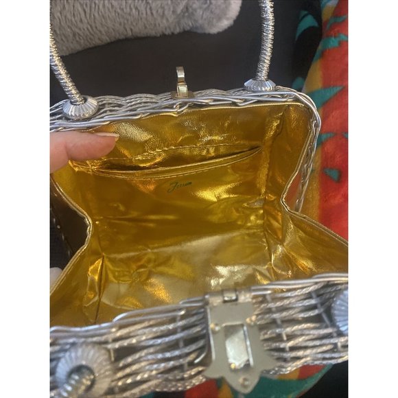 VINTAGE FORSUM MID-CENTURY 1960'S ERA WHITE BASKETWEAVE PURSE / HANDBAG‎ - Picture 6 of 11